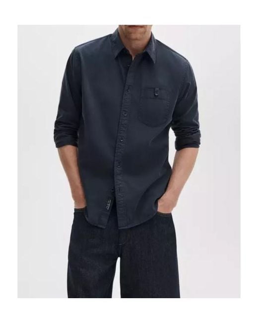 Rag & Bone Blue Long-Sleeve Pocket Shirt for men