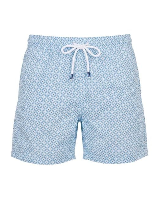 Fedeli Blue Drawstring Swim Shorts for men