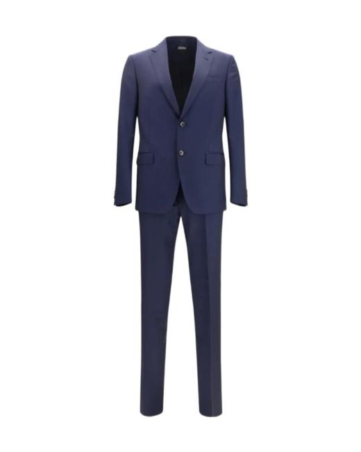Zegna Blue Single-Breasted Tailored Suit for men