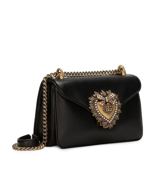 Dolce & Gabbana Black Devotion Foldover Top Shoulder Bag