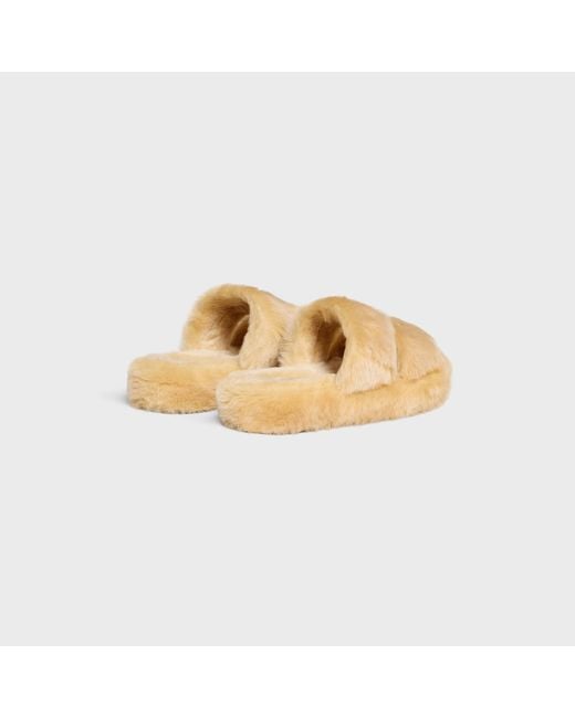 Céline Natural Triomphe Shearling Slipper