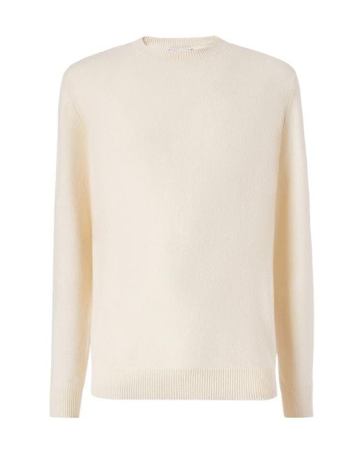 Mc2 Saint Barth White Ribbed Crewneck Jumper for men