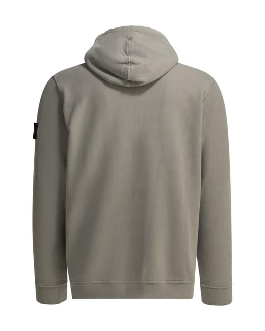 Stone Island Gray Hooded Sweatshirt With A Zipper for men