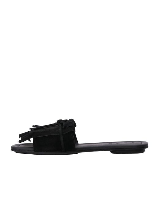 Hogan Black Fringed Sandals
