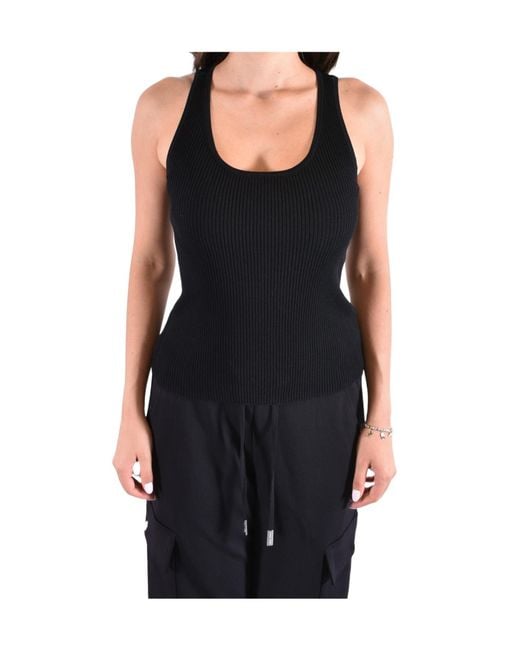 MICHAEL Michael Kors Black Ribbed Scoop-Neck Tank Top