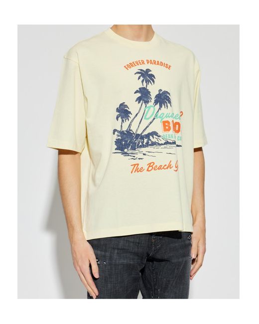 DSquared² White Pattern-Printed Crewneck T-Shirt for men