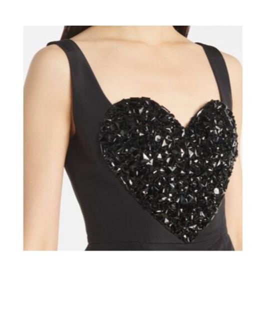 Carolina Herrera Black Embellished Silk Minidress