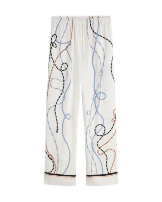 Tommy Hilfiger White Rope Print Relaxed Straight Trousers