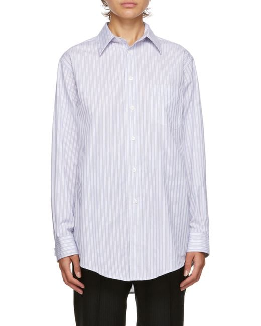 Maison Margiela Blue Pinstripe Long-Sleeved Shirt