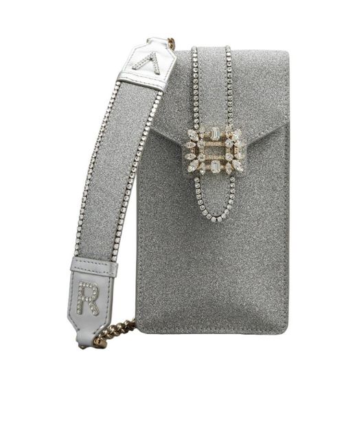 Roger Vivier Gray Miss Vivier Pocket Phone Holder