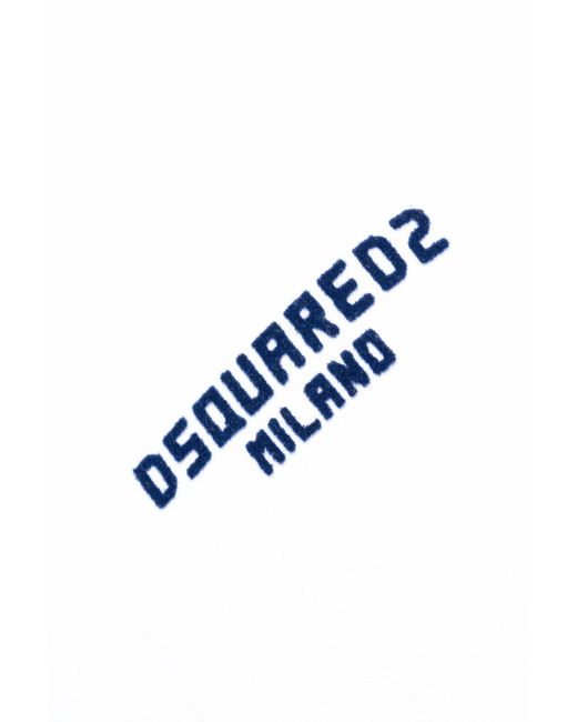 DSquared² White Stand Up Collar Half-Zip Sweatshirt for men