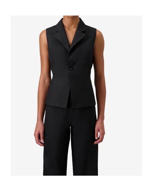 Coperni Black High Collar Button Knitted Top