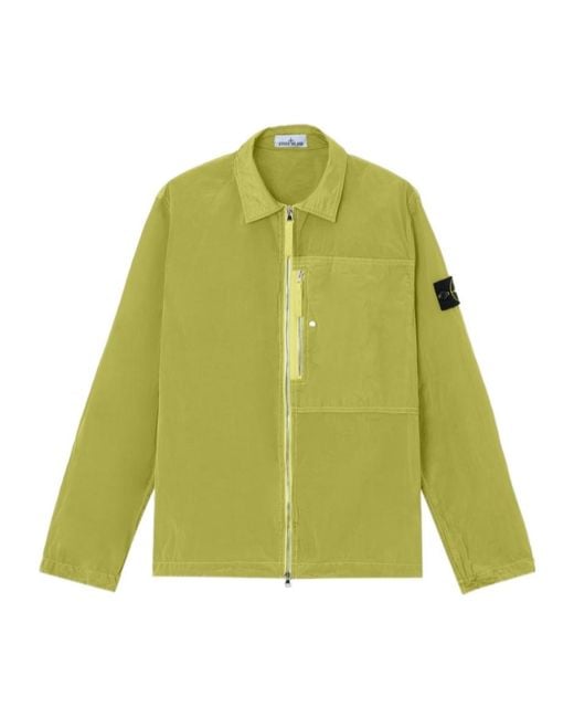 Stone Island Green Zip-Up Regular-Fit Overshirt for men