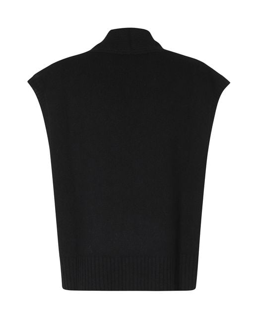 Roberto Collina Black V-Neck Sleeveless Sweater