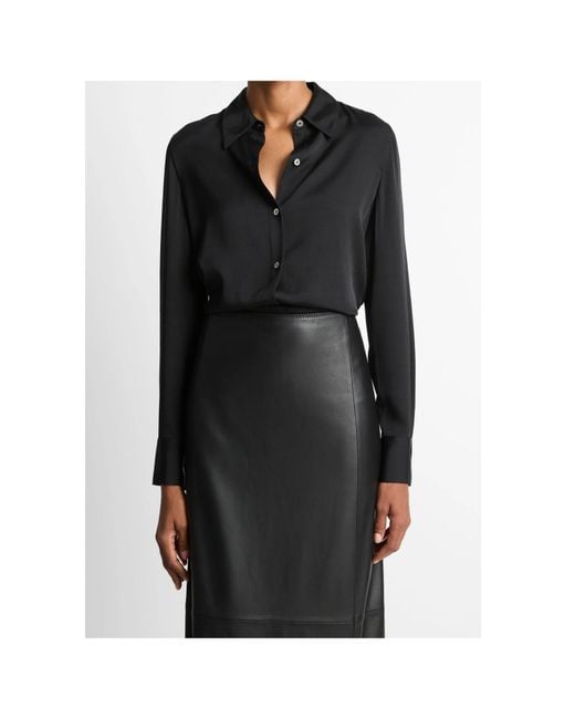 Vince Black Button-Up Long-Sleeve Shirt