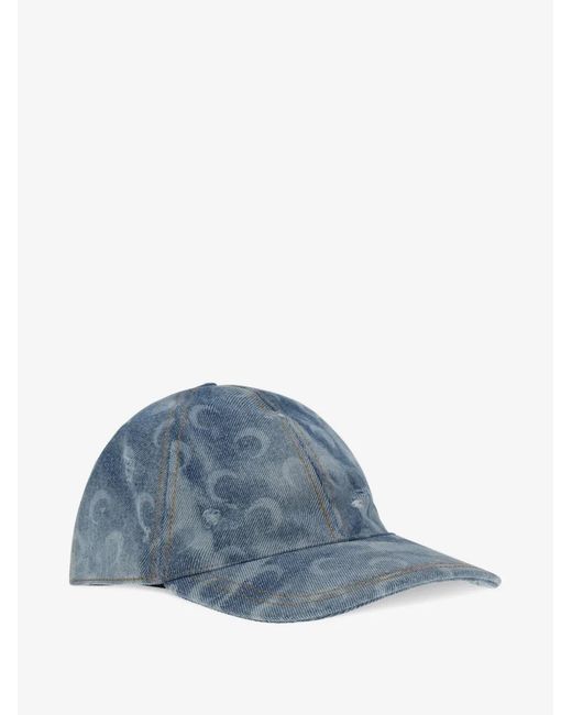 MARINE SERRE Blue Moon Print Denim Cap
