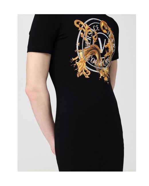 Versace Jeans Black Couture Baroque Logo Dress