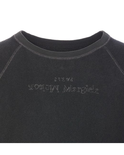 Maison Margiela Black Logo Embroidered Sweatshirt for men