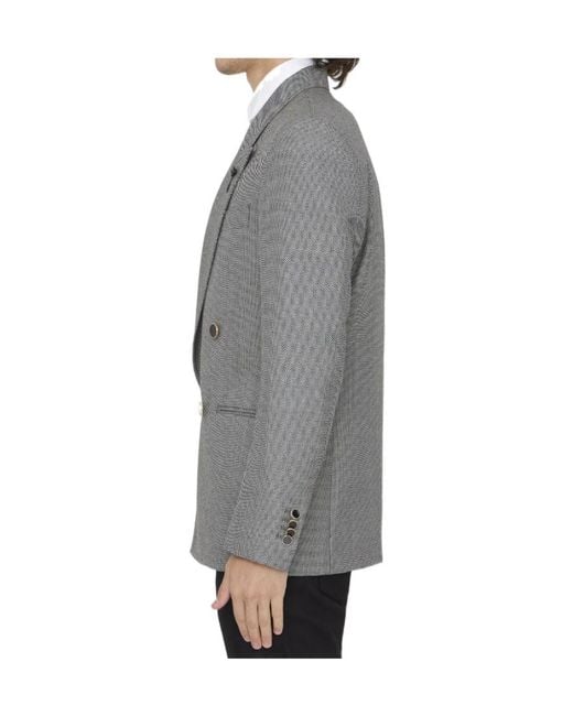 Lardini Gray Double-Breasted Wool Jacket for men