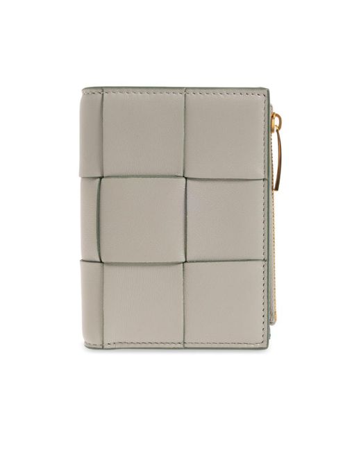 Bottega Veneta Gray Intrecciato Zipped Wallet