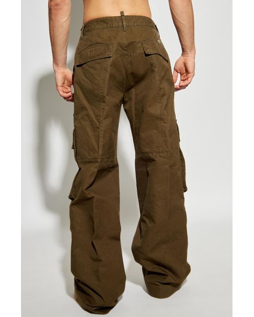 DSquared² Green Icon Logo Embroidered Cargo Pants for men