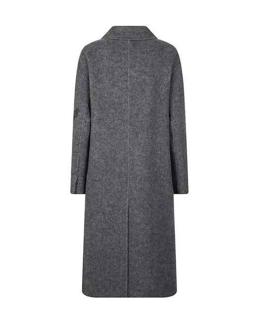 ERMANNO FIRENZE Gray Double-Breasted Long-Sleeved Coat