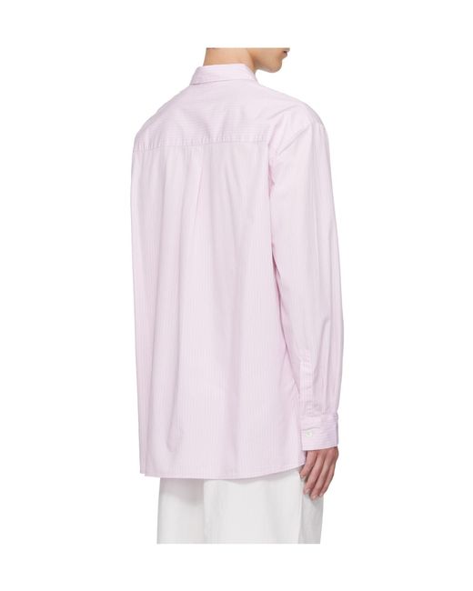Tekla Pink Striped Poplin Pajama Long Shirt for men