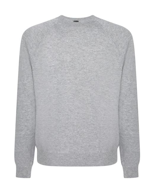 Herno Gray Long-Sleeved Crewneck Jumper for men