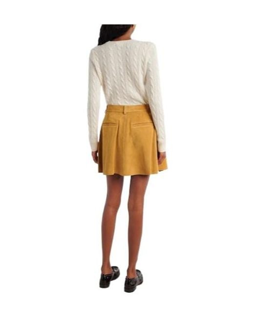 Polo Ralph Lauren Natural High-Rise Pleated Suede Skirt