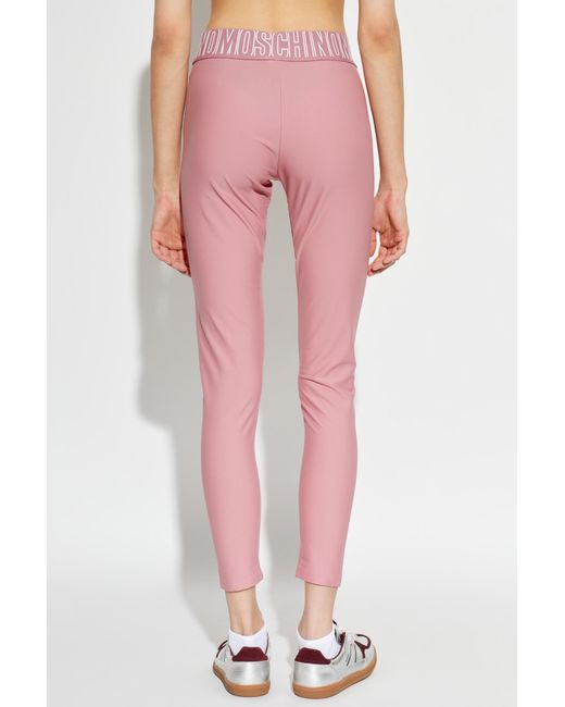 Moschino Pink Logo-Waist Performance Trousers
