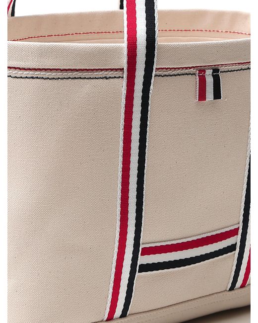 Thom Browne Pink Striped Detail Tote Bag for men