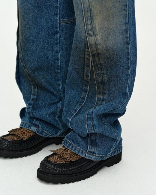 ANDERSSON BELL Blue Layered Wide-Leg Jeans for men