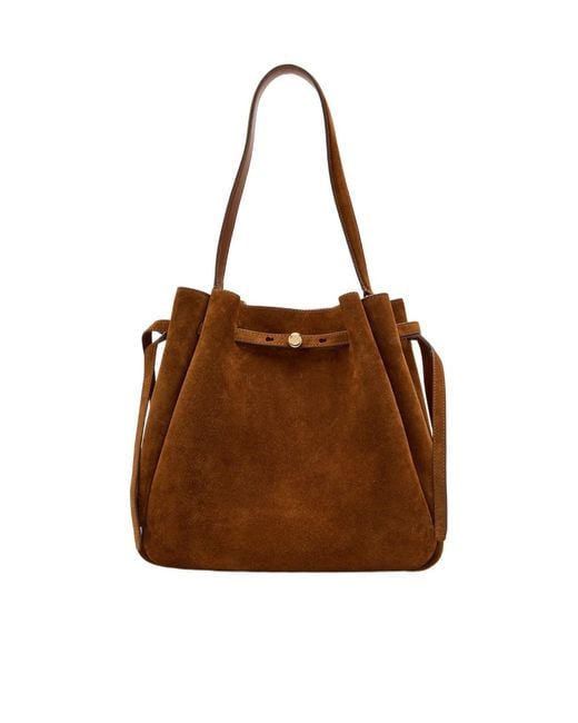 Tory Burch Brown Romy Large Suede Bucket Bag
