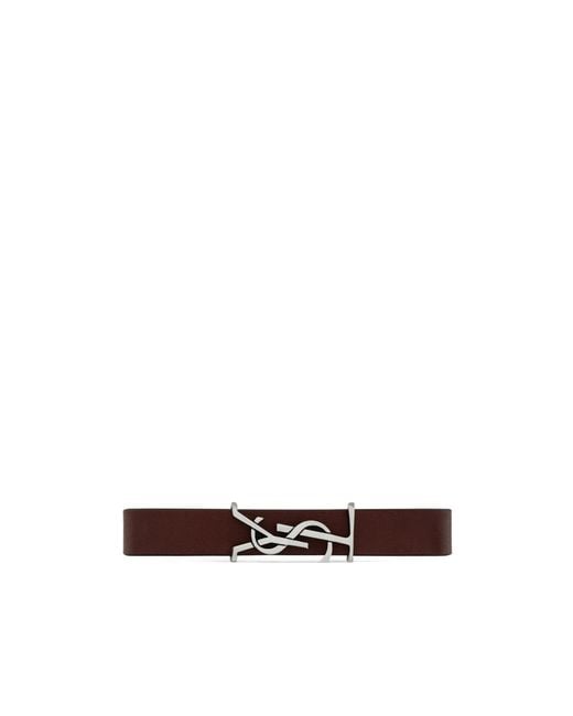 Saint Laurent White Cassandre Logo Plaque Bracelet for men