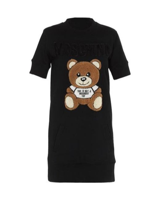 Moschino Black Teddy Bear Embroidered Dress