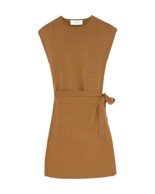 Yves Salomon Brown Sleeveless Dress
