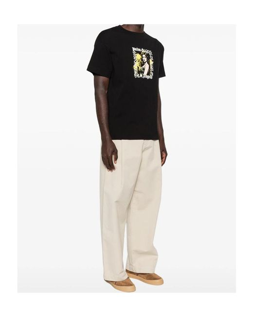 Palm Angels Black Graphic-Print T-Shirt for men