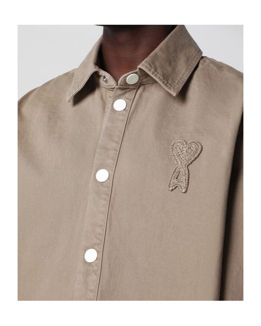 AMI Natural Collared Long-Sleeved Shirt for men