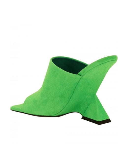 The Attico Green The Cheope Logo Printed Mules
