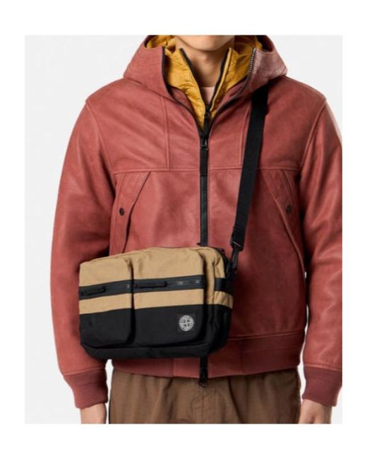 Stone Island Black Logo-Patch Cross Body Bag for men