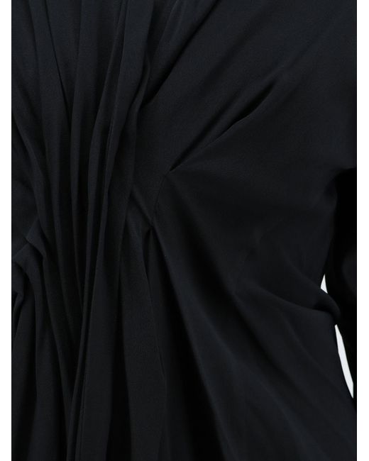 Semicouture Black V-Neck Pleated Blouse