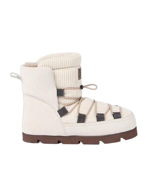 Brunello Cucinelli Natural Monili-Detail Snow Boots