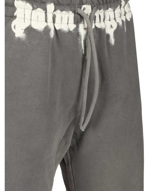 Palm Angels Gray Waist Logo Printed Sweatpants for men