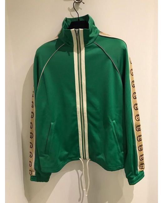Gucci Green Logo Stripe Zip-Front Jacket for men