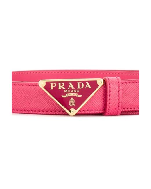 Prada Pink Logo Buckle Belt