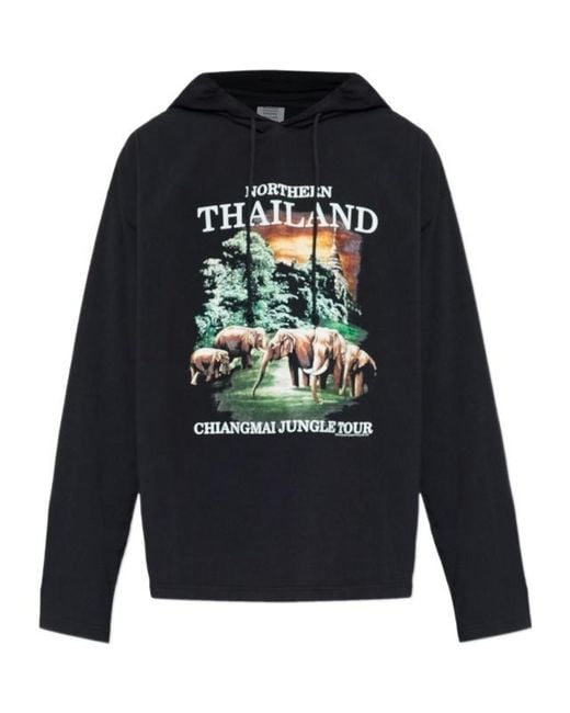 Vetements Blue Printed Hooded Hoodie for men