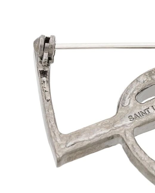 Saint Laurent White Monogram Brooch