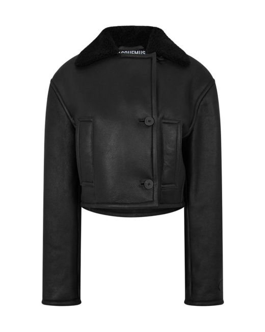 Jacquemus Black Lapel Long Sleeve Leather Jacket