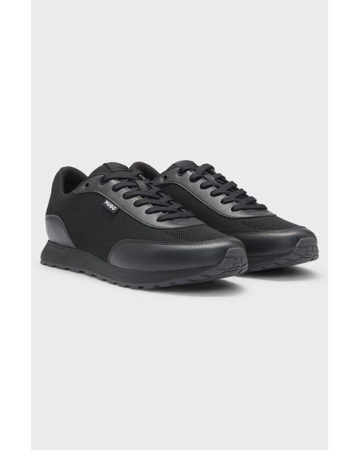 Boss Black Mesh-Panelled Lace-Up Sneakers for men