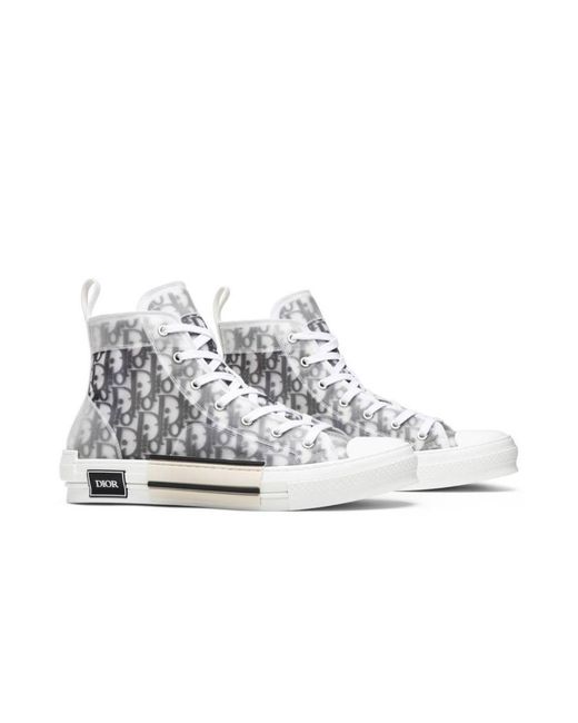 Dior White Homme B23 Oblique High-Top Sneakers for men